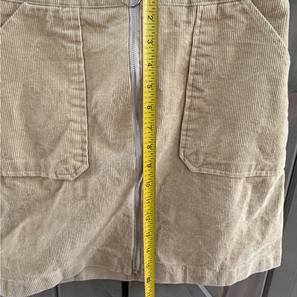 Y2K Simplee Apparel Tan Corduroy Mini Skirt Zip Front Cabincore Size M - Picture 7 of 7